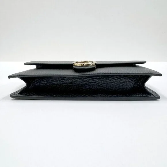 Gucci Interlocking Chain Wallet Black Leather Gold - Picture 3 of 7